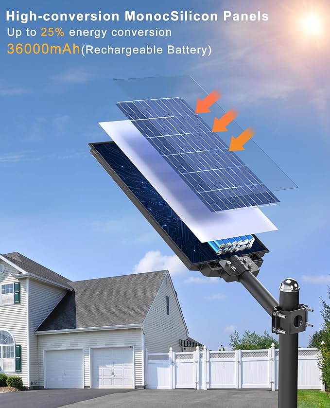 JAYNLT Y-9800W Solar Street Lights Outdoor, 6500K Commercial Parking Lot Lights - Image 7