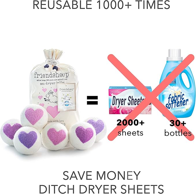 Friendsheep Wool Dryer Balls, Organic Reusable Fabric Softener Alternative - Image 3