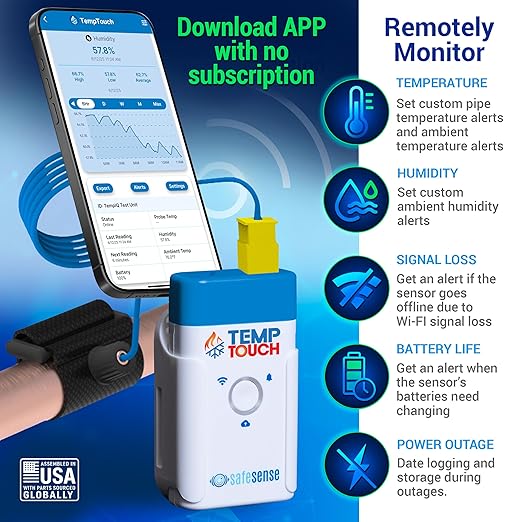 SafeSense TempTouch WiFi Pipe Clamp Temperature & Humidity Sensor – Smart - Image 8