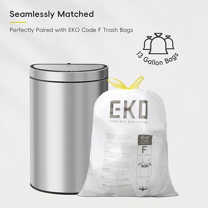 EKO Mirage Semi-Round Motion Sensor Trash Can, 47 Liter / 12.4 Gallon Automatic - Image 9