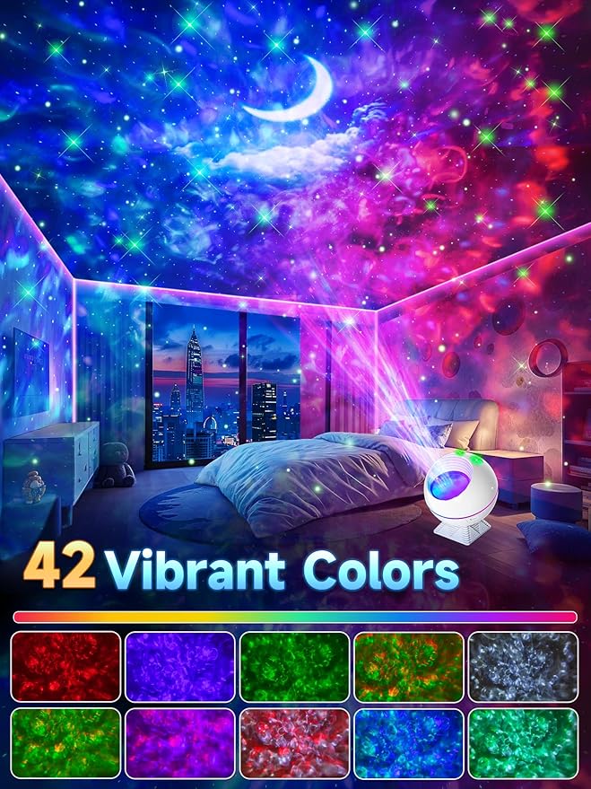 One Fire Galaxy Light Projector, 42 Colors Star Projector Galaxy - Image 4