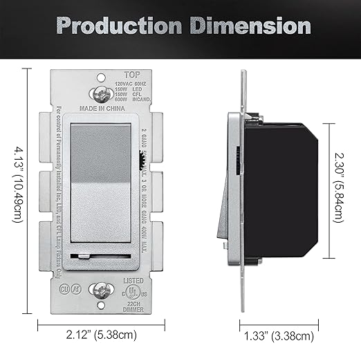 BESTTEN 10 Pack Matte Silver Dimmer Light Switch, Single Pole or 3-Way - Image 9