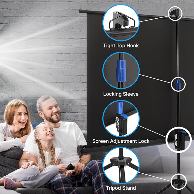 Projector Screen 84" with Floor Standing Portable Fold-Out Roll-Up Tripod Manual - Image 5