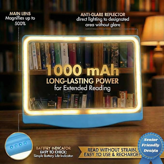 MagniPros 5X Rechargeable Large Ultra Bright LED Page Magnifier - Image 8