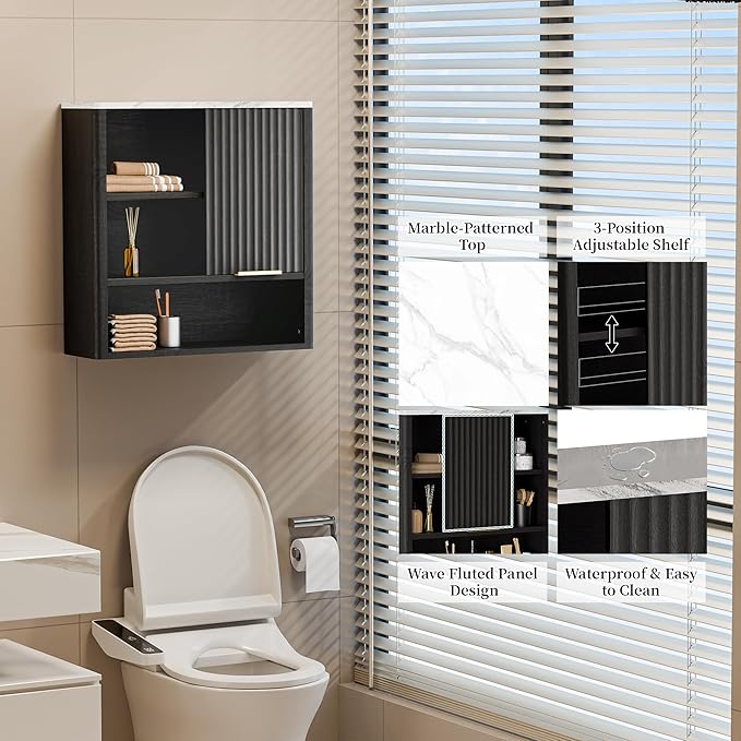 Bathroom Wall Cabinet, Fluted Medicine Cabinet - Image 3