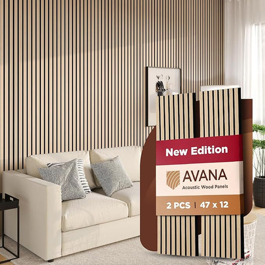 Avana Acoustic Wood Wall Panels – 47.2 X 12.6 White Oak Acoustic Panels 2 PCs – by AvanaHome