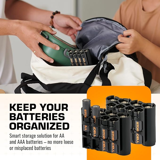 Storacell AA + AAA Combo Battery Storage Caddy and Dispenser, Holds 4 AA + 4 - Image 2