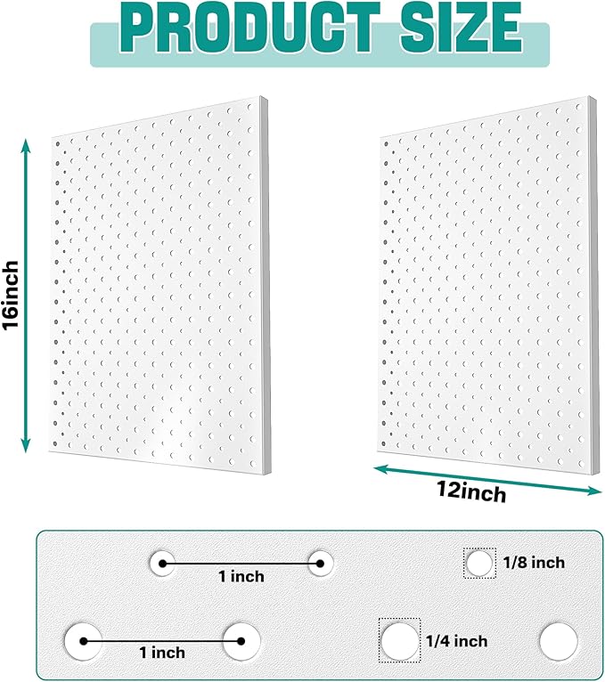 EVERHANGER Metal Pegboard Panels, Heavy Duty Pegboard Wall Organizer, Garage - Image 2