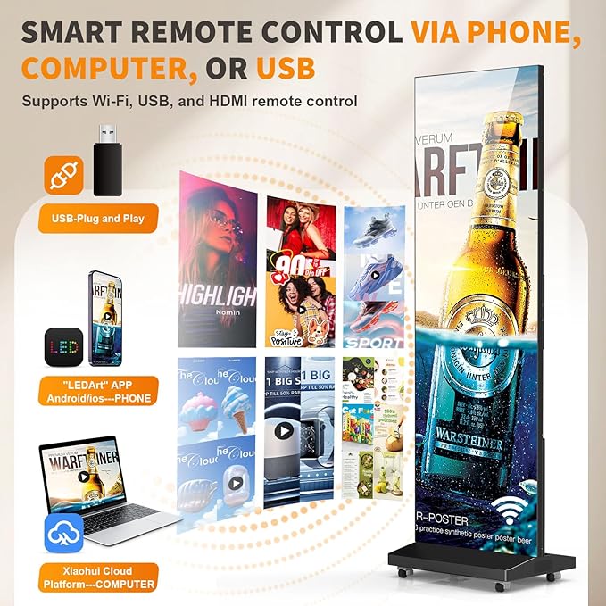 JASZDOT 80" Seamless Splicing LED Display, Foldable Poster Screen - Image 6