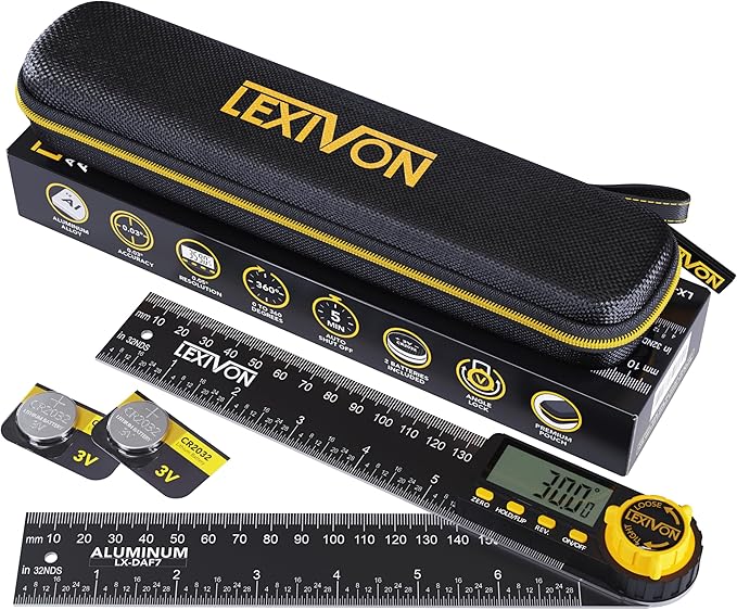 LEXIVON Aluminum Digital Angle Finder Gauge, 7-inch/180mm Multi-Purpose by LEXIVONTools
