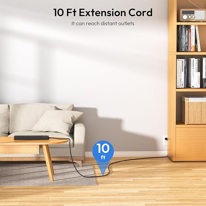24 Widely Outlets Extension Cord 10 Ft NTONPOWER 15A/1875W Power Strips - Image 3