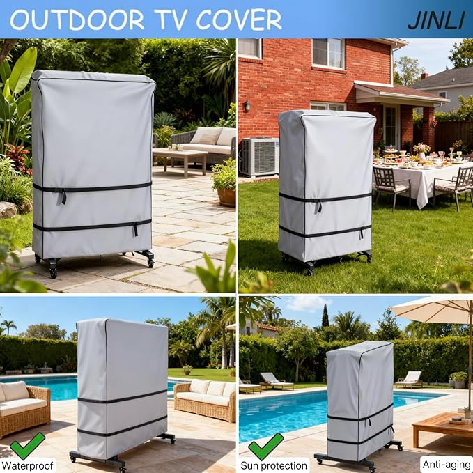 JINLI 45-50 inch outdoor TV trolley cover, courtyard TV cover, Oxford fabric - Image 7