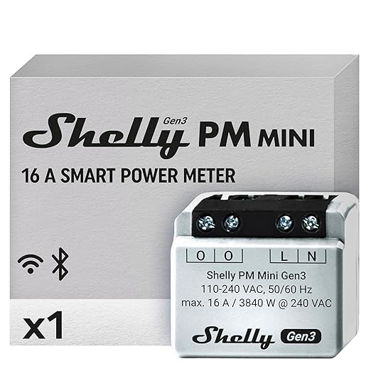 Shelly PM Mini Gen3 | WiFi Smart Power Meter 1 Channel 16 A | Home Automation | by Shelly