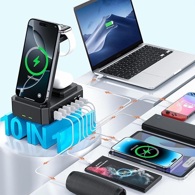 300W Charging Station for Multiple Devices Apple, 10 in 1 Wireless Charger for - Image 3