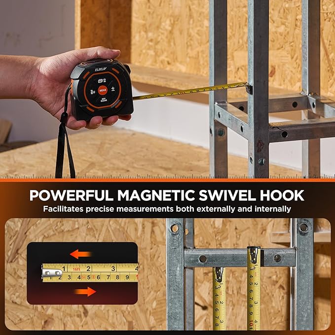 Laser Tape Measure 2-in-1, 197Ft Laser Distance Meter & 16Ft Digital Tape - Image 8