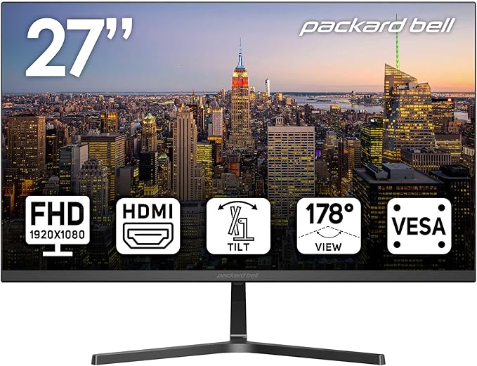 Packard Bell airFrame 27" FHD Monitor, VESA Mount Compatible, Tilt Adjustment by PackardBell