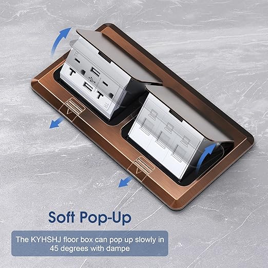 KYHSHJ Dual Pop-Up Floor Electrical Outlet Box Kit，20 Amp Stainless Steel USB - Image 2