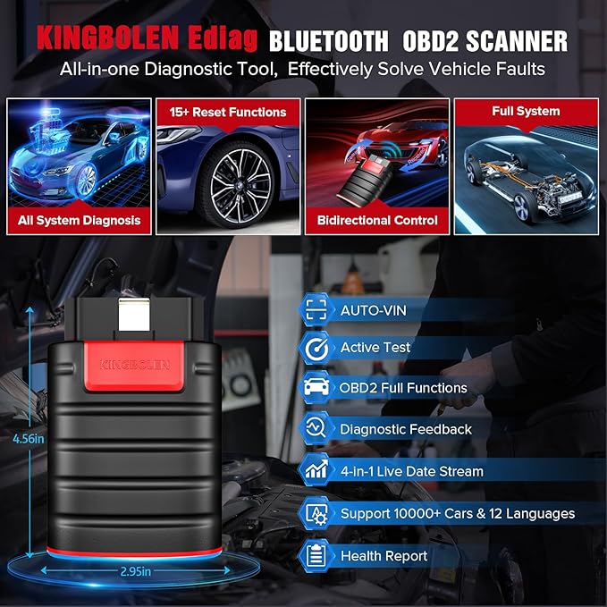 KINGBOLEN Ediag OBD2 Scanner Bluetooth, Bidirectional Scanner All System - Image 4