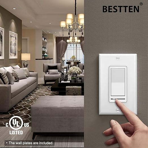 BESTTEN 10 Pack Dimmer Light Switch, Single-Pole or 3-Way Dimmer Switches - Image 8
