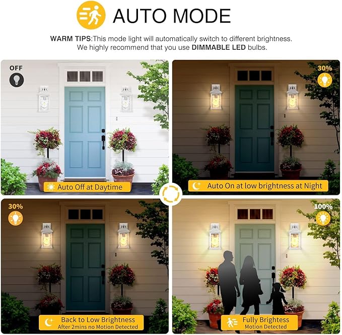 VIANIS 2 Pack Motion Sensor Outdoor Wall Lantern, Anti-Rust Waterproof Exterior - Image 3