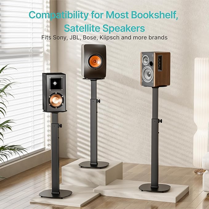 Pegzone Height-Adjustable Speaker Stand Pair from 28.6" to 46.1", 22lbs Capacity - Image 5