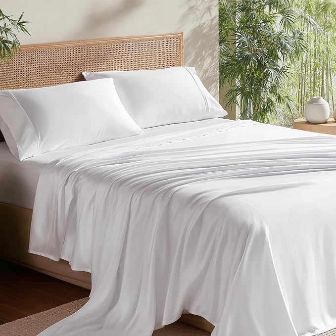 Bedsure California King Sheet Sets, Cooling Sheets, Rayon Derived from Bamboo by BEDSURE