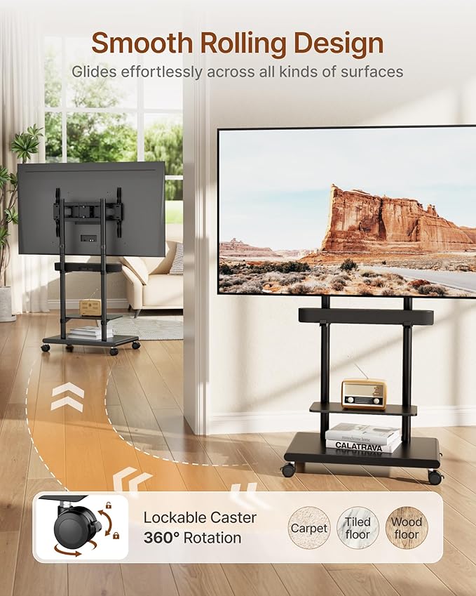 ECOTINY Steel Base Rolling TV Stand - Image 5