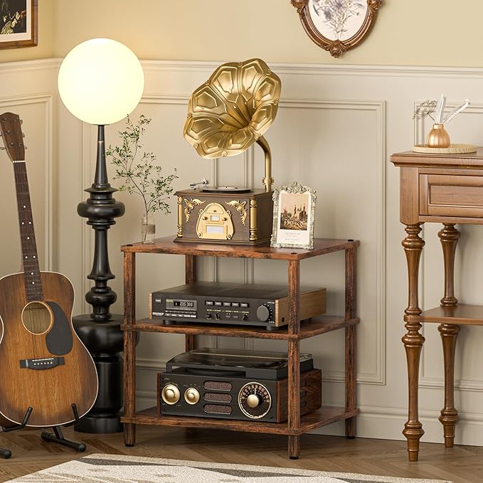 LELELINKY 3-Tier AV Media Player Stand Set of 2, Wooden TV Stand, Game Console - Image 4