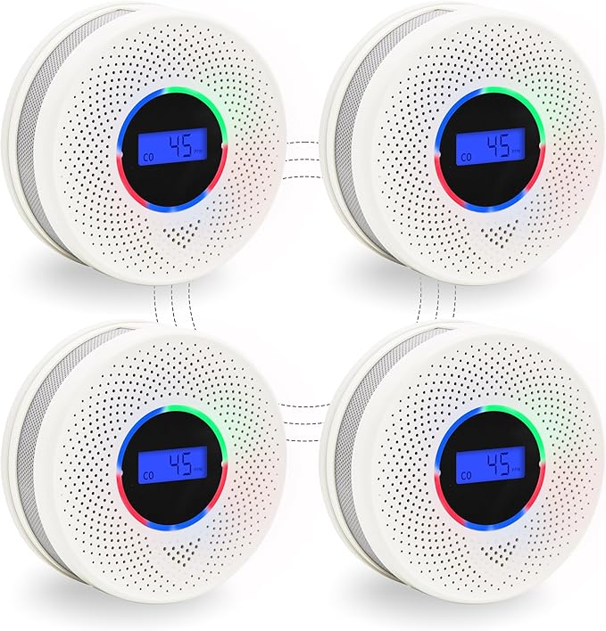 Kesymo 4Pack Upgraded Interlinked Smoke Carbon Monoxide Detector, Battery by Unknown