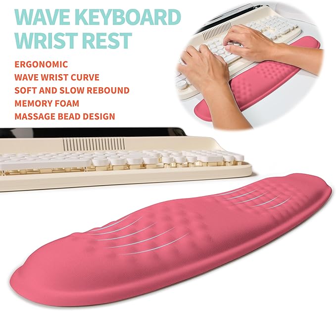 KUOSGM 2-in-1 Ergonomic Set, Wave Rise Keyboard Wrist Rest and Massage Bulge - Image 2