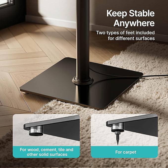 PEGZONE Speaker Stands Pair for Surround Sound, 55 LBS Capacity, 30.1 inch - Image 7
