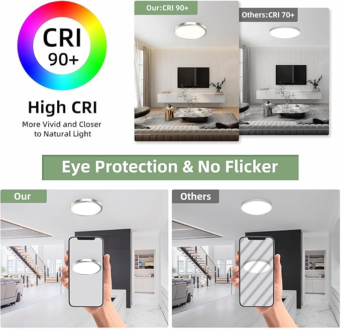 hykolity 2 Pack 12 Inch Selectable CCT LED Round Flat Panel Light, 24W - Image 5