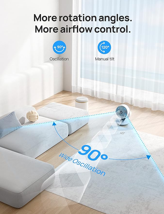 DREO Oscillating Fan for Bedroom, 13 Inch Quiet Table Fans for Home Whole Room - Image 5