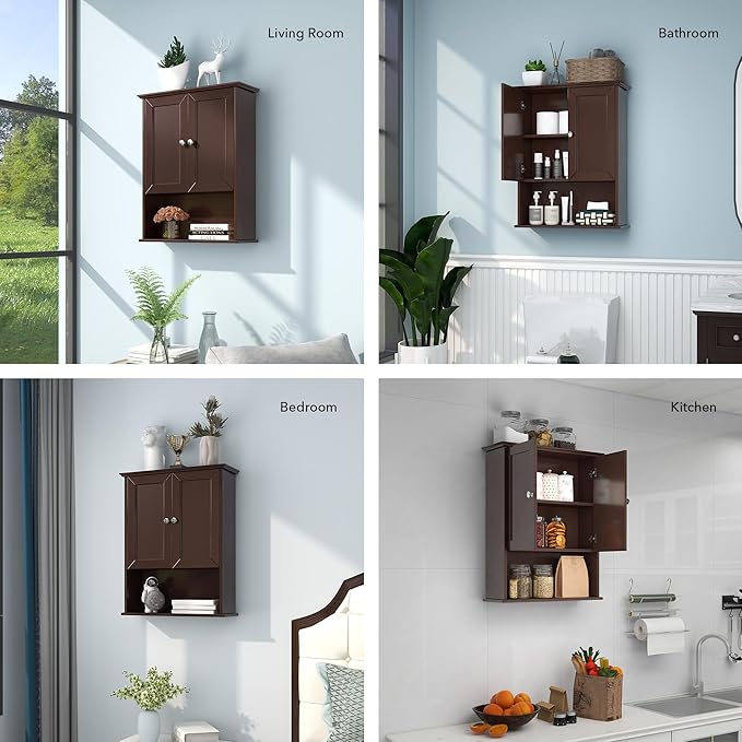 Bathroom Wall Cabinet Expresso Over Toilet Storage - Image 8