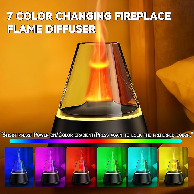 Essential Oil Diffuser, 7 Colors Flame Effect Aroma Humidifier - Image 5