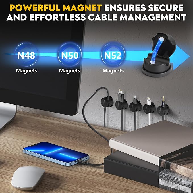 VieHome 8 Pack Magnetic Cable Management Clips - Image 4