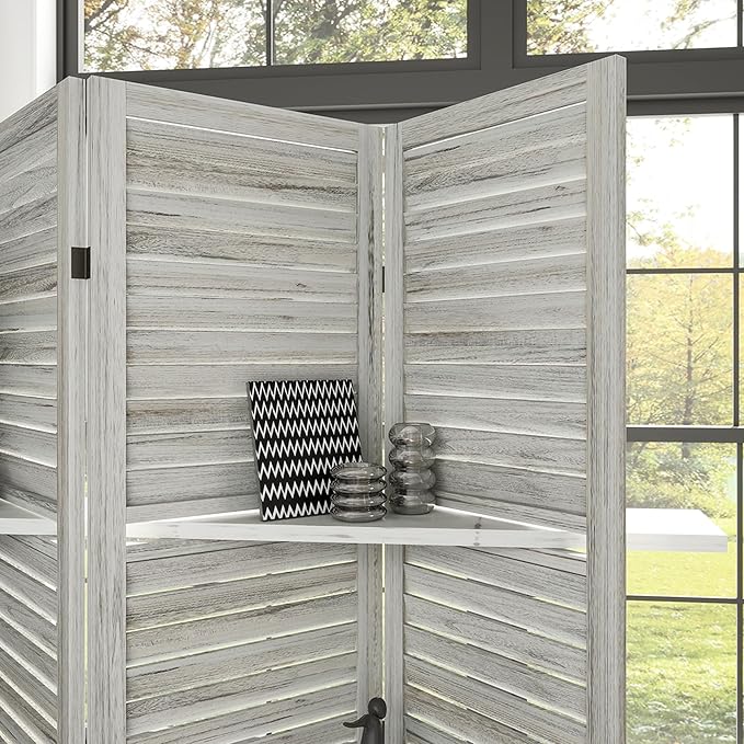 HOMCOM Room Divider, 4 Panel 67" Tall Wood Privacy Screen - Image 9
