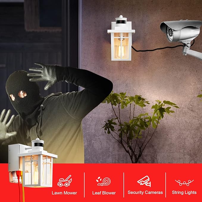 Myhaptim Porch Lights with GFCI Outlet, Dusk to Dawn Motion Sensor Outdoor - Image 9