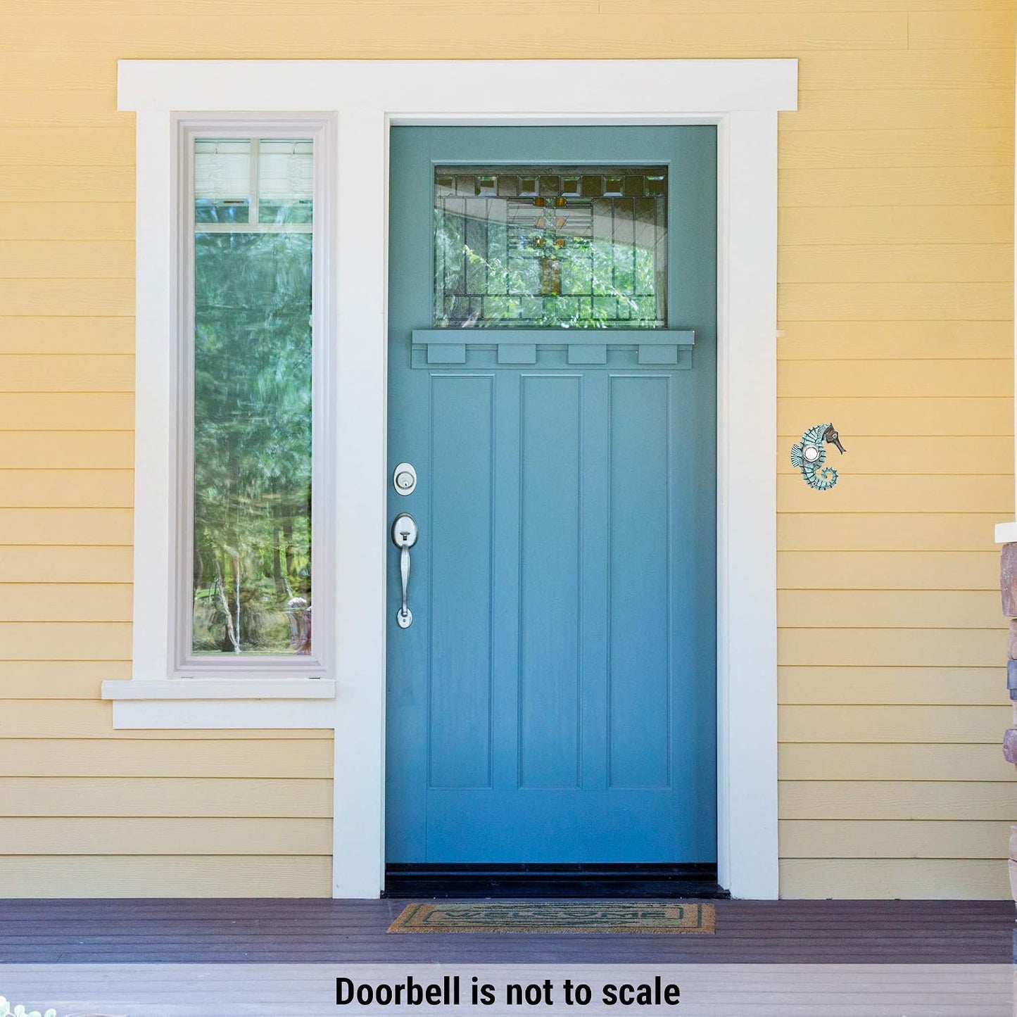 Hand Painted Seahorse Doorbell - Wired & Illuminated Push Button Cast in Durable Polyresin