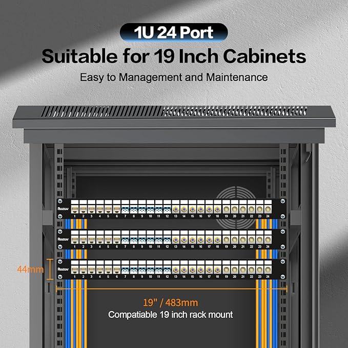 PBAEGAV 24 Port Patch Panel Blank UTP/STP 1U 19" Keystone Patch Panel - Image 7