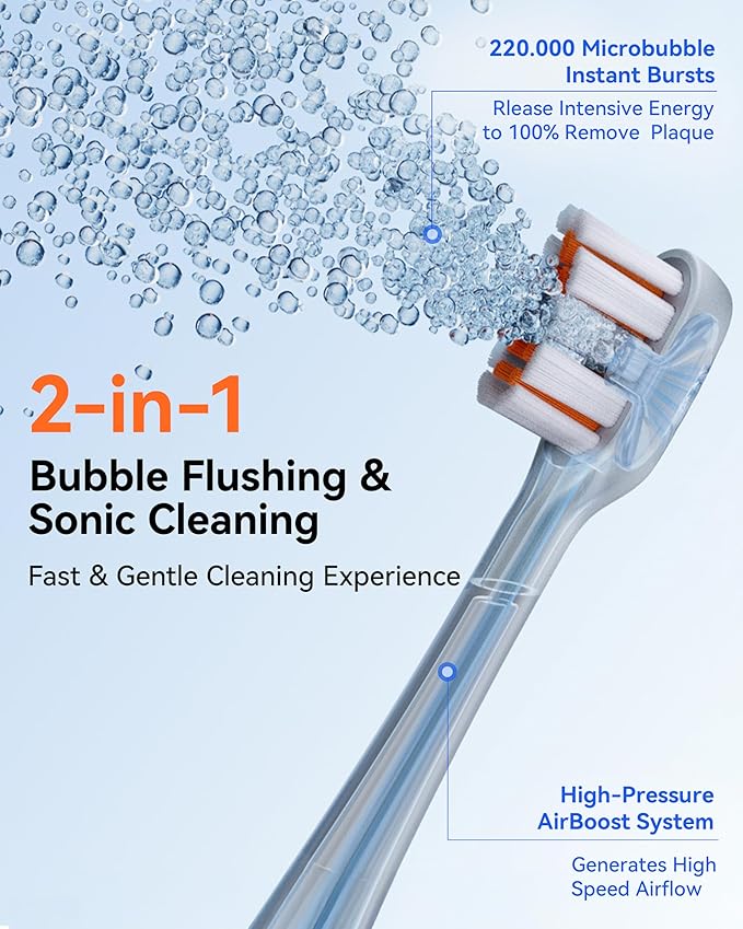 RANVOO AirJet™ Bubble Sonic Electric Toothbrush, Plaque Removal - Image 2