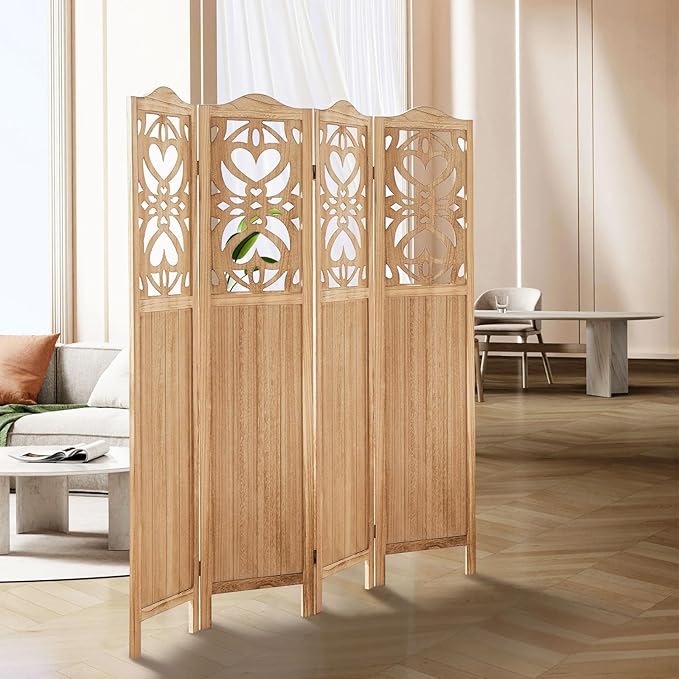 ALeesing 4 Panel Room Divider Fully Assembled, Carved Room Dividers and Folding by ALeesing