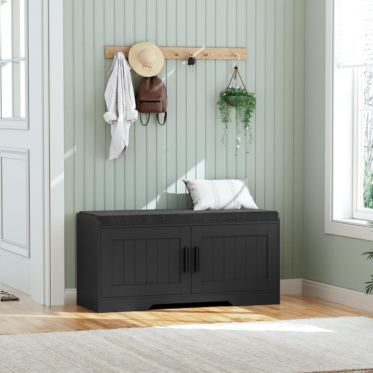 homleke shoe storage bench, 2 doors & thickened, main product view