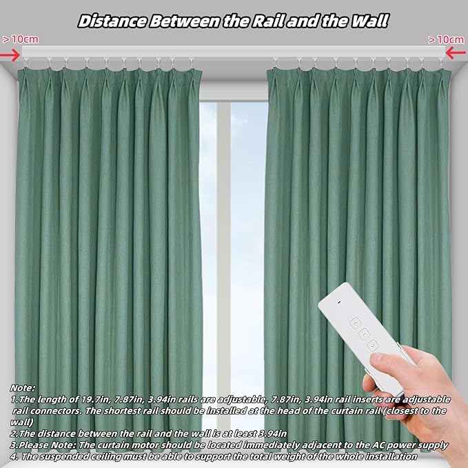 Lemoeyes Electric Curtain Track, Retractable Motorized Curtains Rod From - Image 2