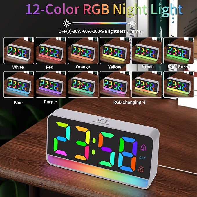 Alarm Clocks for Bedrooms, Digital Bedside Clock - Image 4