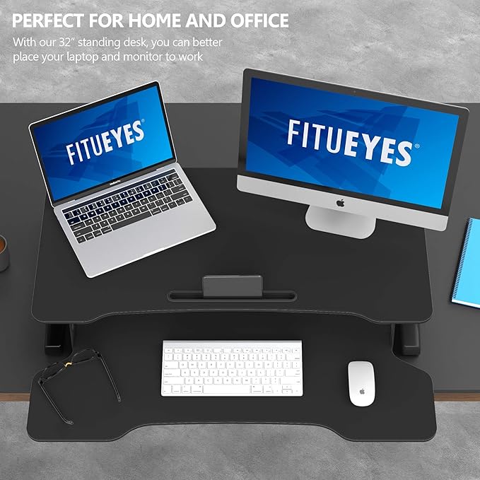 FITUEYES Height Adjustable Standing Desk 32” Wide Sit to Stand Converter Stand - Image 3