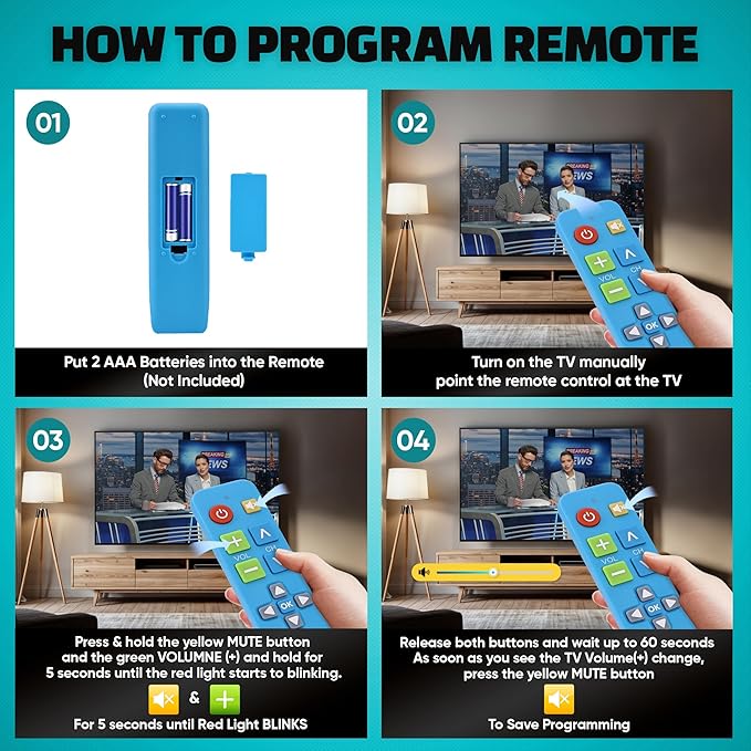 EZclicker Plus Big Button Universal TV Remote Simple Easy to Use, Works - Image 5