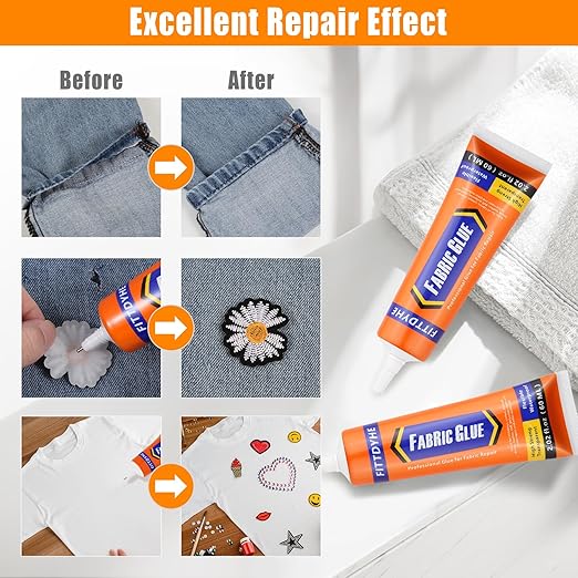 FITTDYHE Fabric Glue Permanent, 60 ML Washable Clear Clothing Glue, Super - Image 4