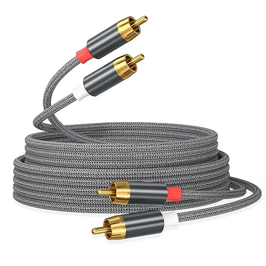 AGVEE 10ft RCA Cable, 2 RCA Male Thickened Six Claws Plug Stereo Auxiliary by AGVEE
