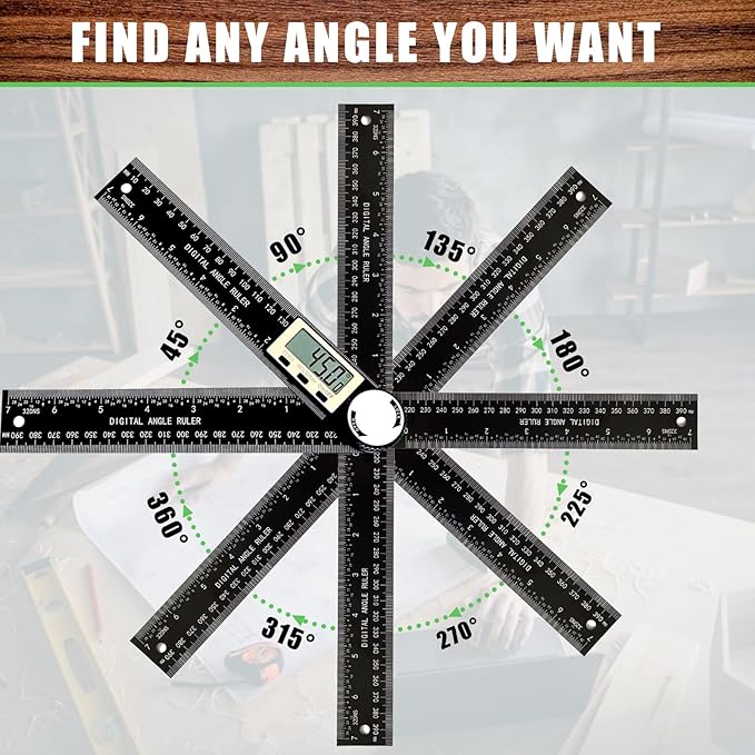 PDDYIER Angle Finder Protractor, 2-in-1 Miter Saw Protractor, 7 Inch/200mm ABS - Image 4